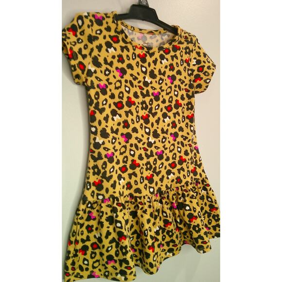Disney Minne Mouse Girls XS 4-5 Leopard Short Sleeve Dress - Picture 2 of 6
